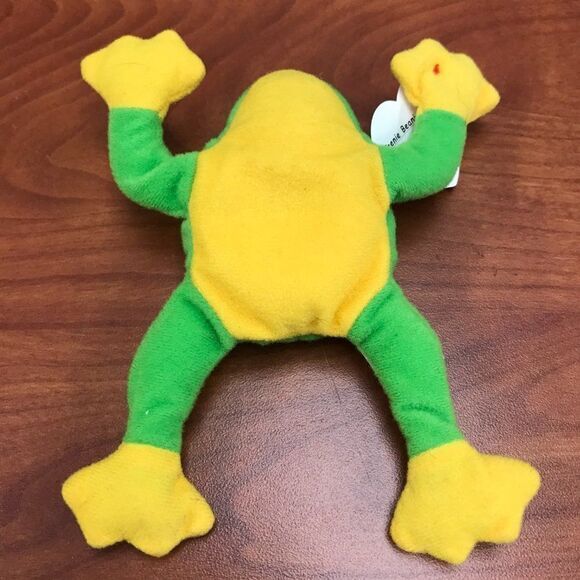 TY Teenie Beanie Babie - Smoochy the Frog green/yellow frog 1993 - Picture 2 of 4